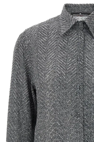 Ermanno Scervino Herringbone Shirt Adorned With Rhinestone Details In Multi