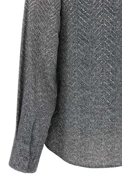 Ermanno Scervino Herringbone Shirt Adorned With Rhinestone Details In Multi