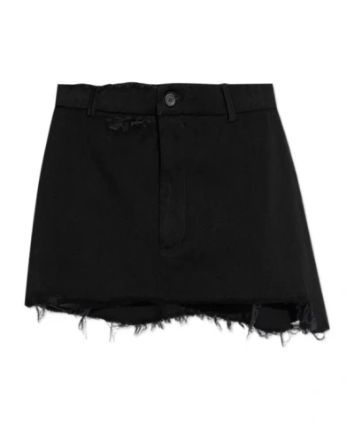 Balenciaga Mini Skirt With Belt Loops And Button Detail In Black