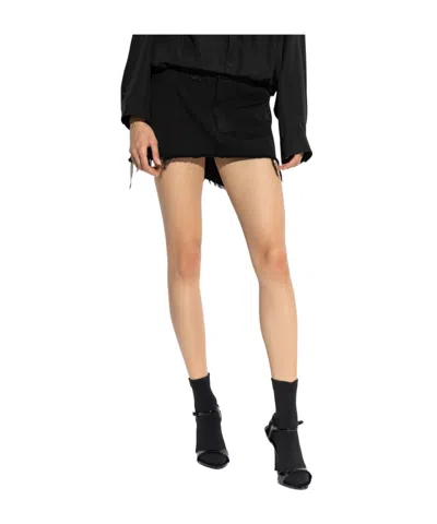 Balenciaga Mini Skirt With Belt Loops And Button Detail In Black