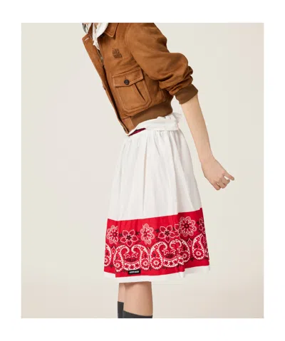 Miu Miu Bandana Printed Cotton Poplin Miniskirt In White