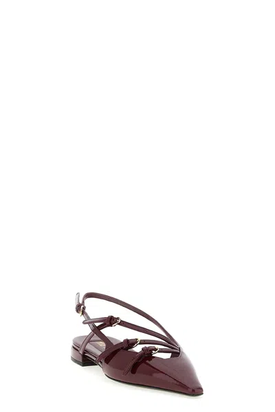 Miu Miu Buckle Flat Sandals In Burgundy