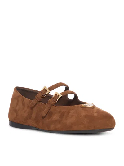 Prada Women Suede Ballerinas In Brown