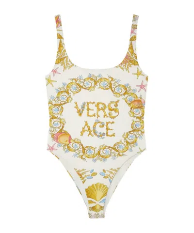 Versace Underwater Barocco One-piece Swimsuit In Yellow
