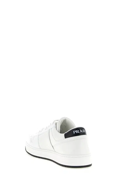 Prada White Calf Leather Bos Taurus Low Top Sneakers In White