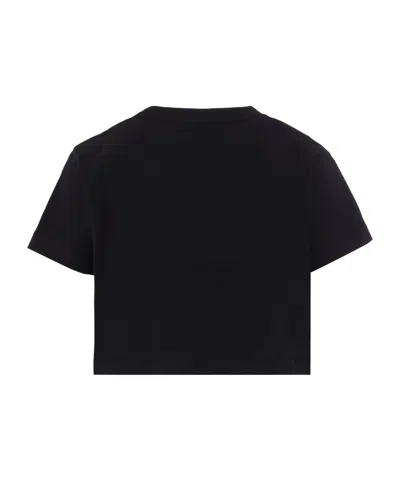 Balmain Black Crop T-shirt For Girl With Logo In Black