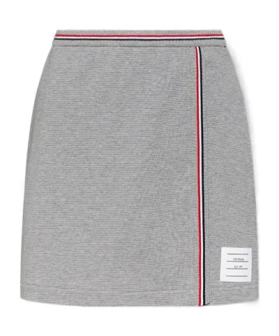 Thom Browne Waffle Cotton Mini Skirt In Gray