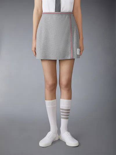 Thom Browne Waffle Cotton Mini Skirt In Gray