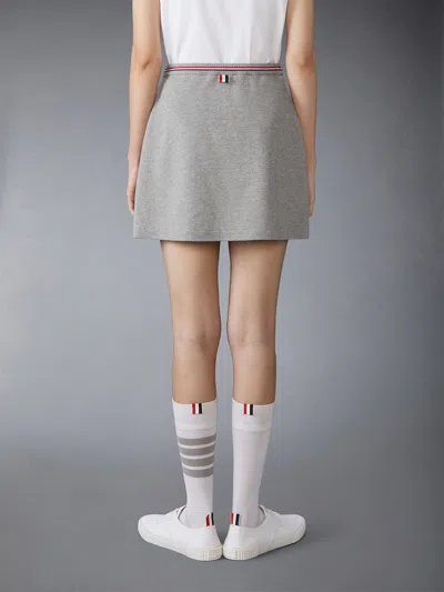 Thom Browne Waffle Cotton Mini Skirt In Gray