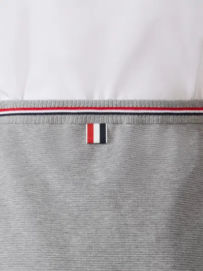 Thom Browne Waffle Cotton Mini Skirt In Gray