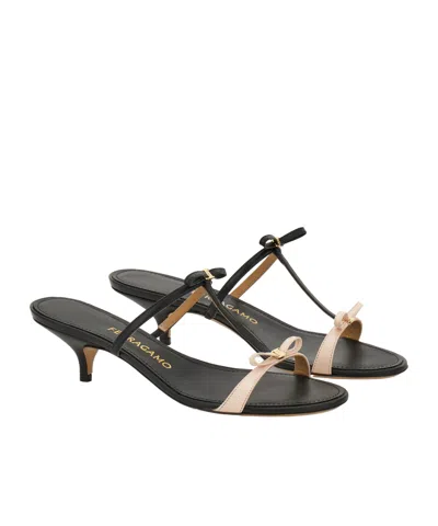 Ferragamo Kitten-heel Sandals With Bow T-strap In Multi