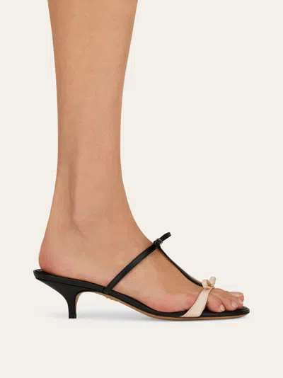 Ferragamo Kitten-heel Sandals With Bow T-strap In Multi