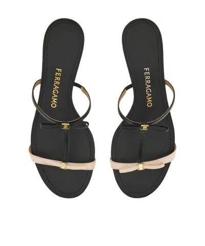 Ferragamo Kitten-heel Sandals With Bow T-strap In Multi