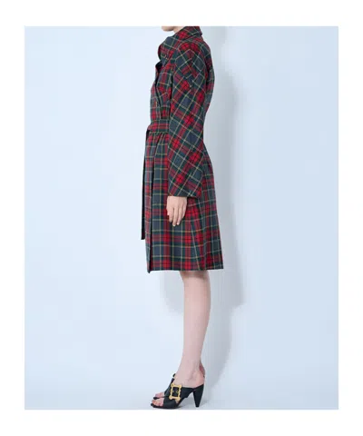 Vivienne Westwood Wool Coat Belted Waist Checkered Pattern