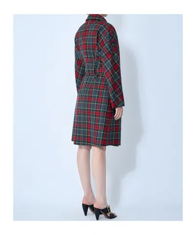 Vivienne Westwood Wool Coat Belted Waist Checkered Pattern