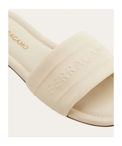 Ferragamo Slide With Logo In White