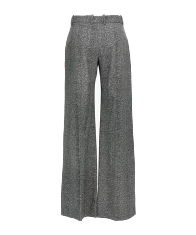 Ermanno Scervino Wide-leg High Waist Trousers With Herringbone Pattern In Gray