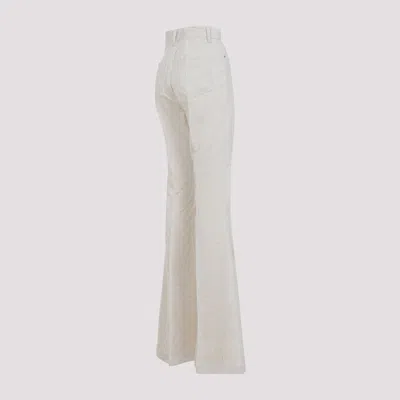 Rick Owens High-waisted Flared Pants With Textured Cotton-linen Blend In White