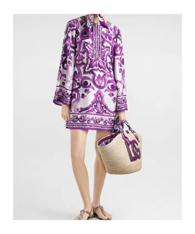 Dolce & Gabbana Women Silk Dress In Purple