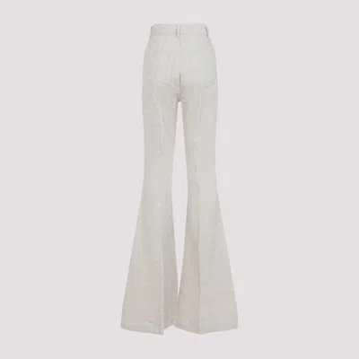 Rick Owens High-waisted Flared Pants With Textured Cotton-linen Blend In White
