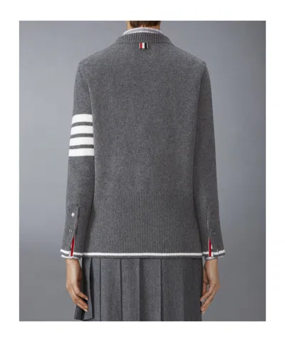 Thom Browne Geese Intarsia Boxy Virgin Wool Crewneck Sweater In Gray
