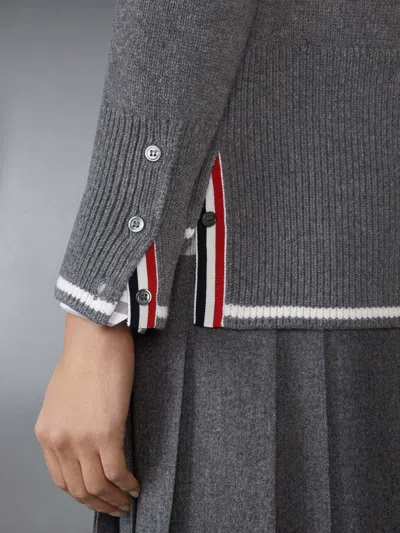 Thom Browne Geese Intarsia Boxy Virgin Wool Crewneck Sweater In Gray