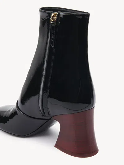 Chloé Chloè Janis Ankle Boots With Glossy Leather Heel In Black