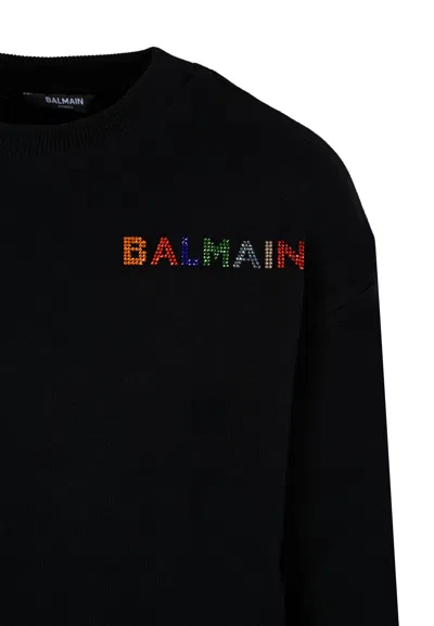 Balmain Long-sleeved Pullover In Black