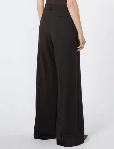 Sportmax Oversized Stretch Wool Trousers - Dark Brown In Black