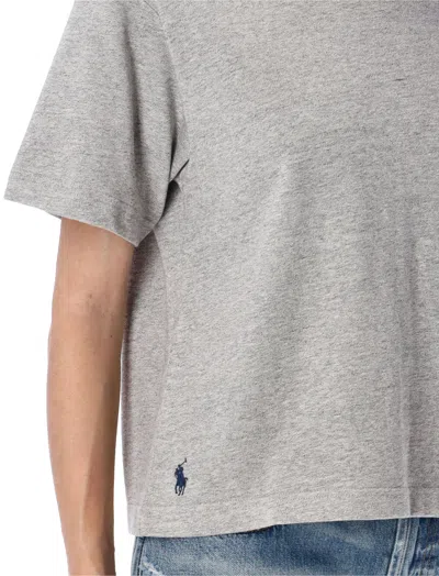 Polo Ralph Lauren Cotton Jersey Crop T-shirt In Gray