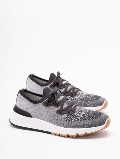 Brunello Cucinelli Knit Sneakers In Black