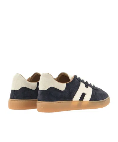 Hogan Navy Suede Leather H Sneakers In Black
