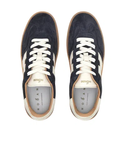 Hogan Navy Suede Leather H Sneakers In Black
