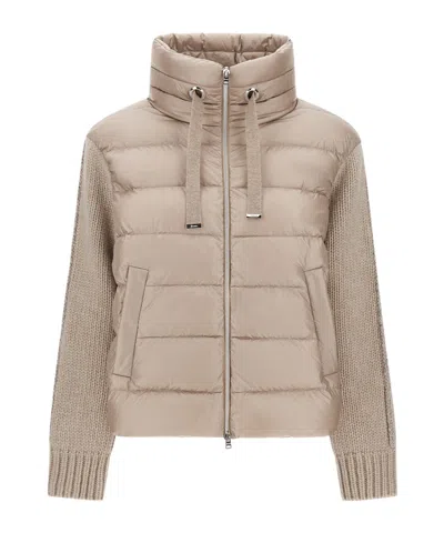 Herno Panelled Puffer Jacket In Neutral