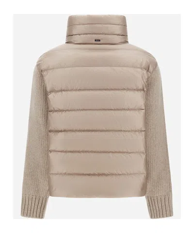 Herno Panelled Puffer Jacket In Neutral