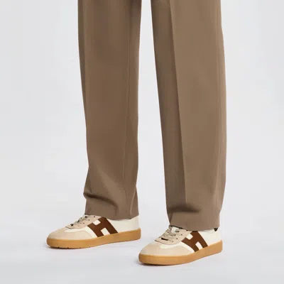 Hogan Cool White Leather Sneakers In Brown