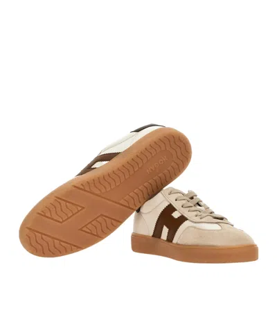 Hogan Cool White Leather Sneakers In Brown