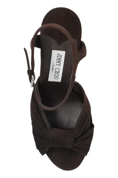 Jimmy Choo Kesia 120 Crystal-embellished Velvet Platform Sandals In Black