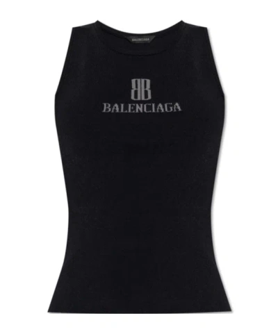 Balenciaga Black Nano Bb Tank Top In Black