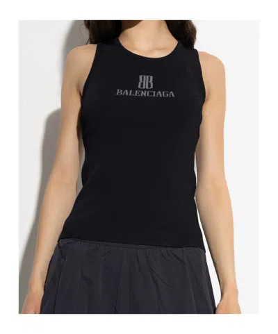 Balenciaga Black Nano Bb Tank Top In Black
