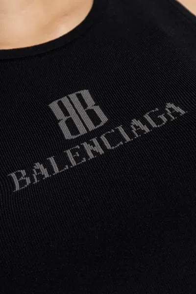 Balenciaga Black Nano Bb Tank Top In Black