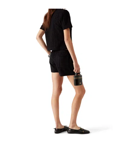 Casablanca Monogram Textured Elastic Waist Drawstring Shorts In Black