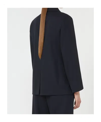 Max Mara Wool Blend Double-breasted Blazer In Blue
