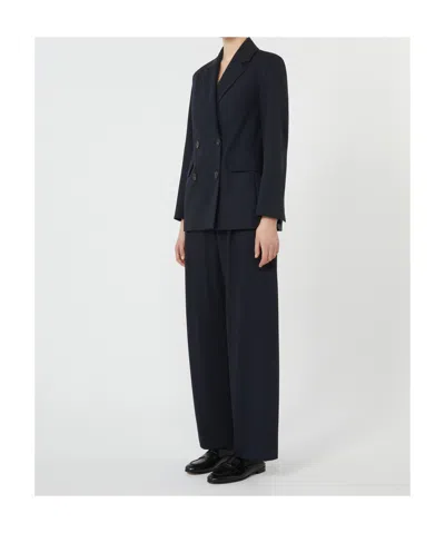 Max Mara Wool Blend Double-breasted Blazer In Blue