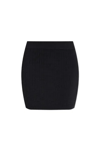 Balmain Monogram Knit Mini Pencil Skirt In Black