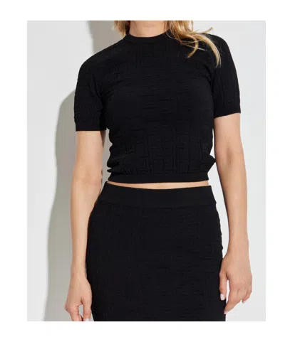 Balmain Emblem Patterned Cropped Top In Black