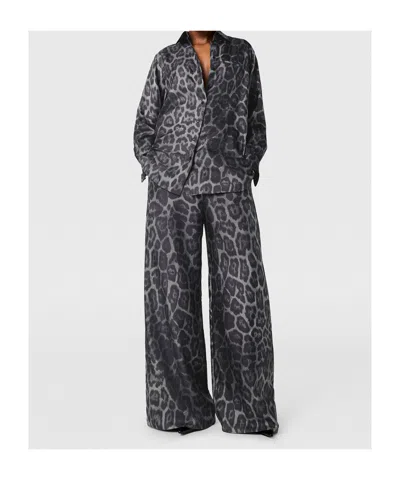 Stella Mccartney Oversized Drawstring Leopard Print Pants In Gray
