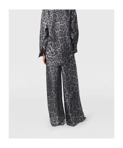 Stella Mccartney Oversized Drawstring Leopard Print Pants In Gray