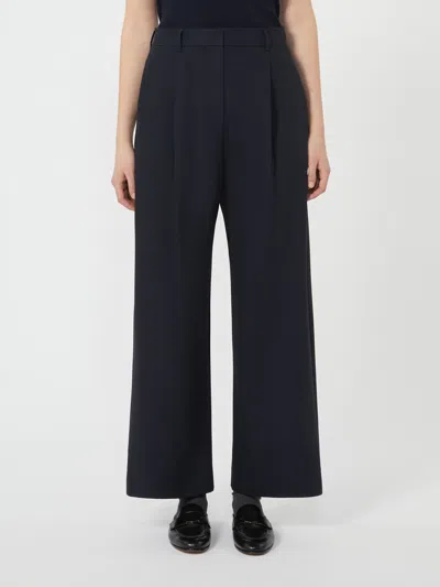 Max Mara Wool Crepe Trousers In Blue
