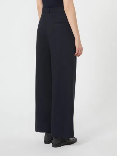 Max Mara Wool Crepe Trousers In Blue